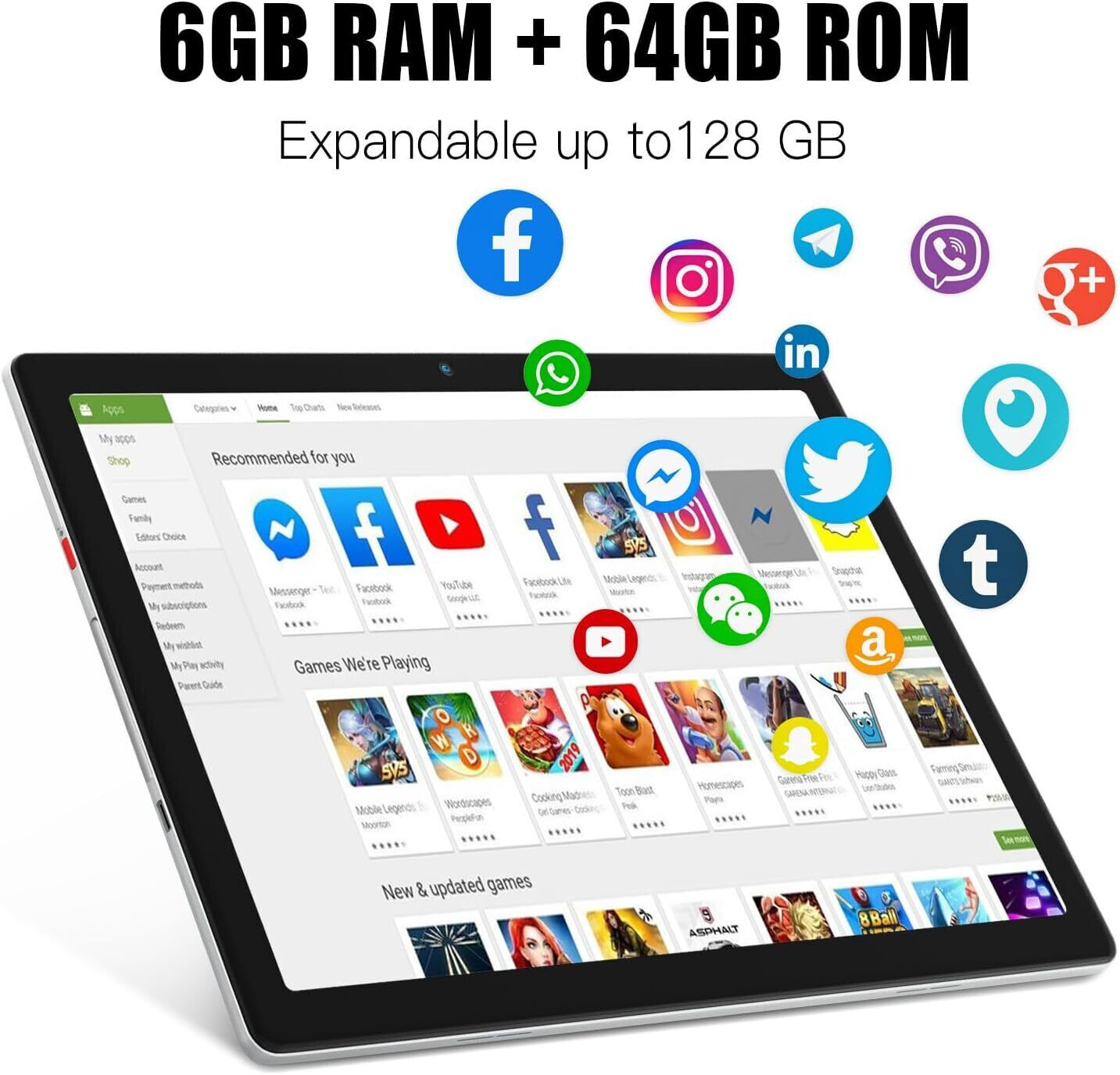 2025 Tablet 10 inch Android 13 Tablet 6+64GB 1280×800 IPS Touchscreen 5000mAh US