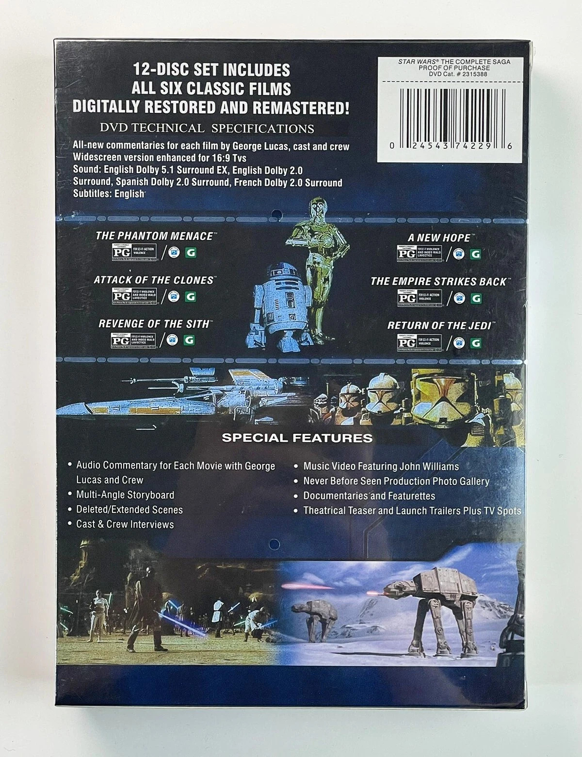 STAR WARS DVD The Complete Saga Episodes 1 – 6 – 12-Disc Set