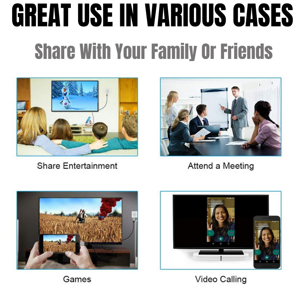 1080P Universal HDMI Cable Phone to TV HDTV AV Adapter For iPhone Android Type C
