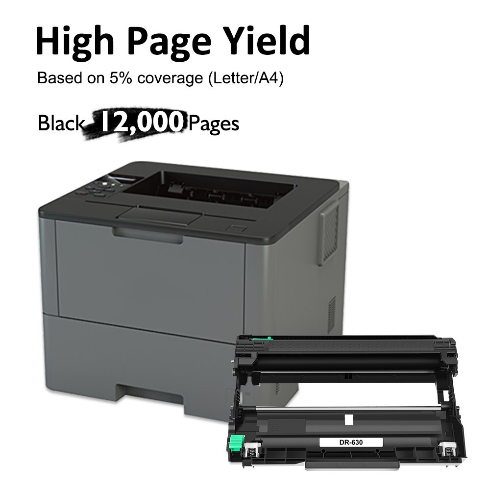 2 Pack Drum Unit for Brother DR630 DR660 HL-L2300DW L2320D MFC-L2700DW Printer
