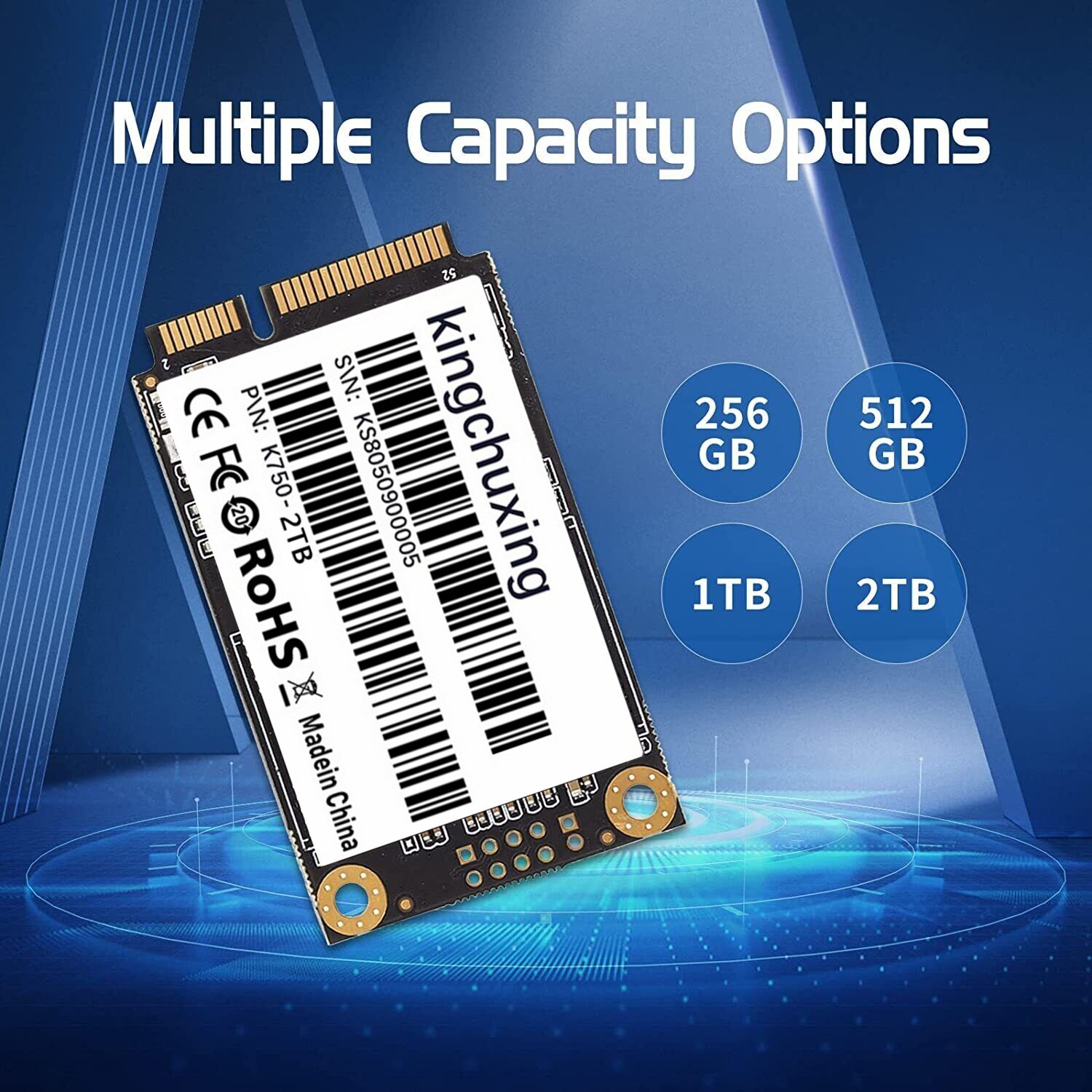 Kingchuxing 2TB mSATA III SSD Internal Solid State Hard Drives Laptop 550MB/s