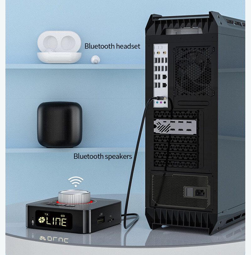 Digital LED Bluetooth 5.0 Receiver Transmitter HiFi Stereo AUX RCA Audio Adapter