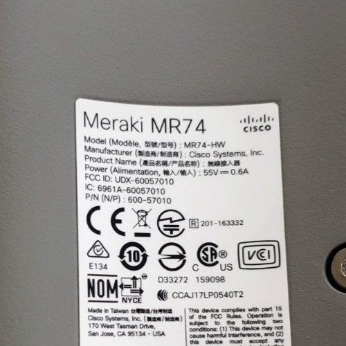 Cisco Meraki MR74 Dual-Band MR74-HW Access Point UNCLAIMED