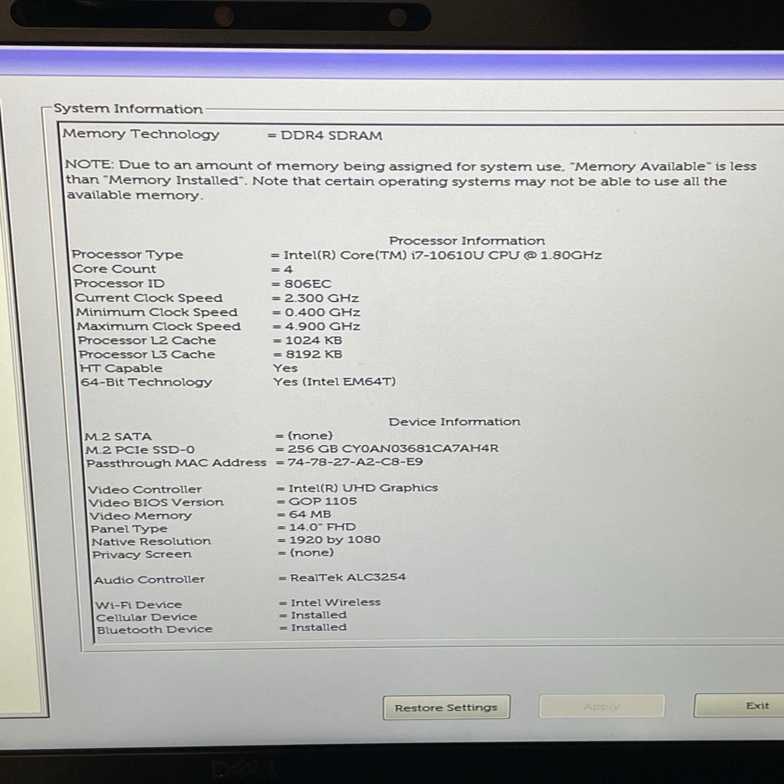 Dell Latitude 7410 Laptop i7 16GB RAM 238GB SSD 14″ FHD Touchscreen Win 11 Pro