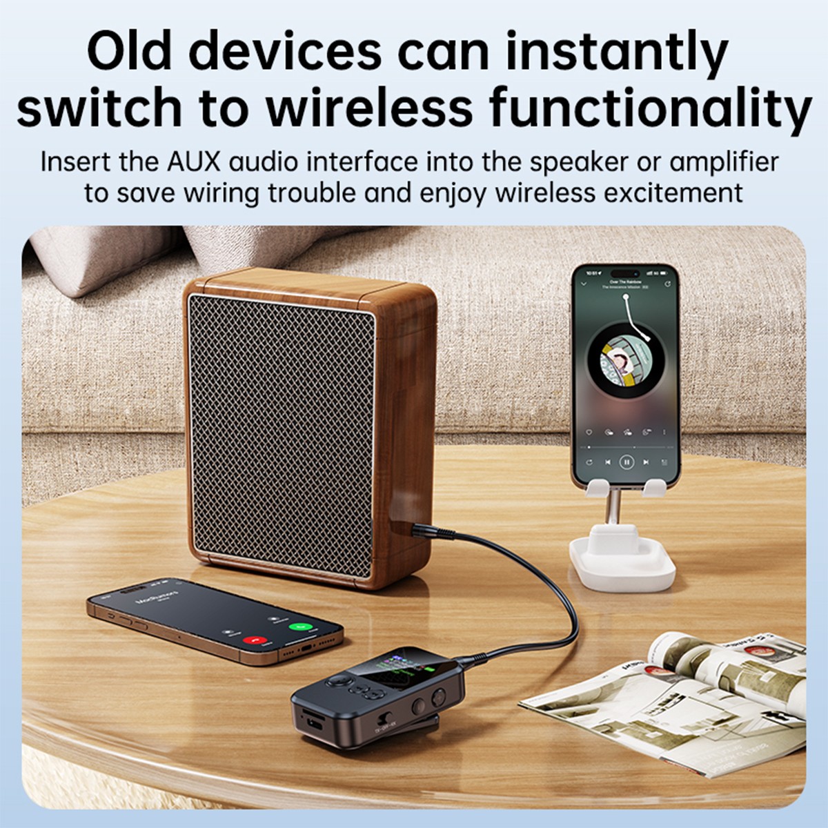 Wireless Adapter Bluetooth 5.4 Audio Transmitter Receiver 3.5MM AUX HiFi Music