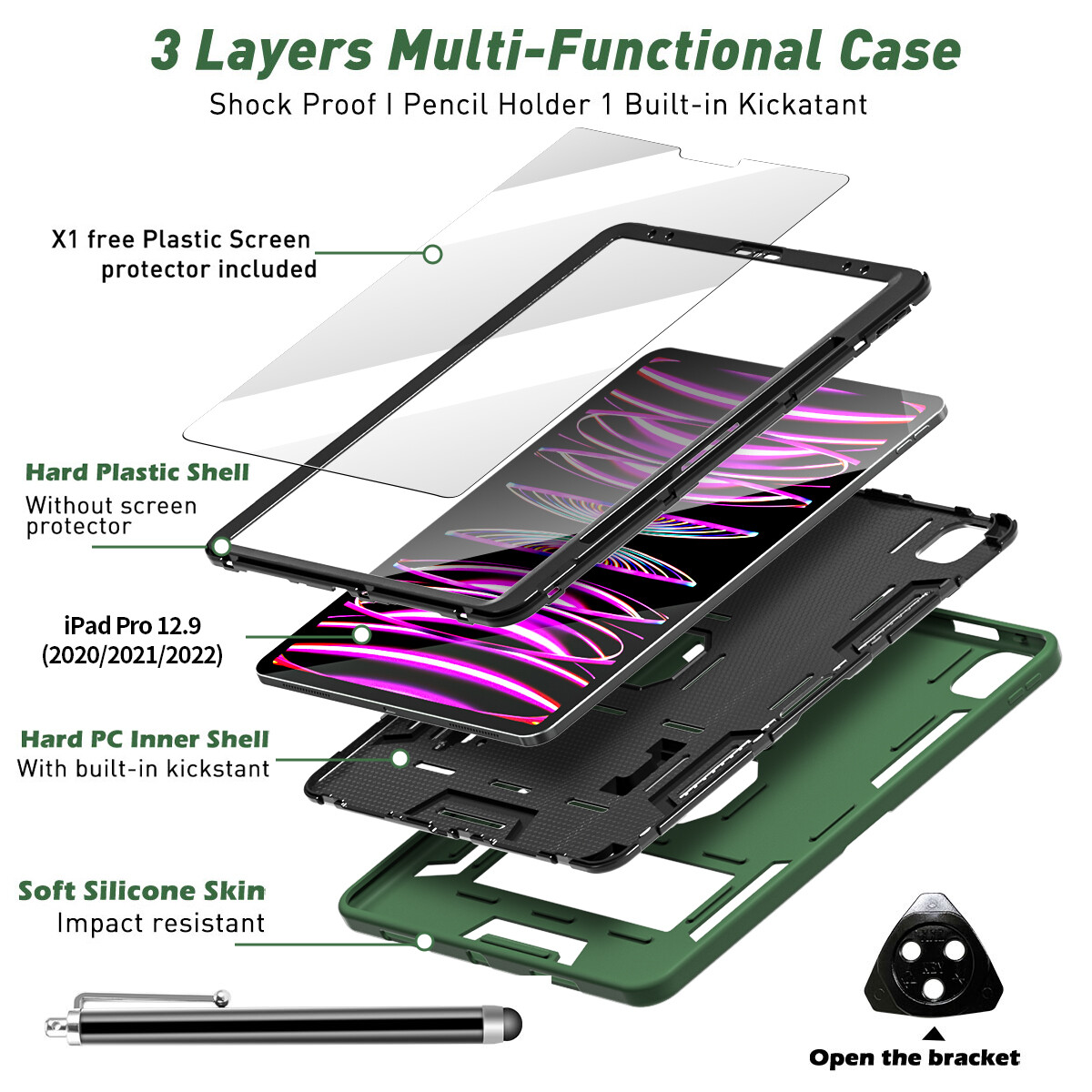 iPad Pro 12.9 inch Case (6th/5th/4th Gen, 2022/2021) Heavy Duty Shockproof Cover