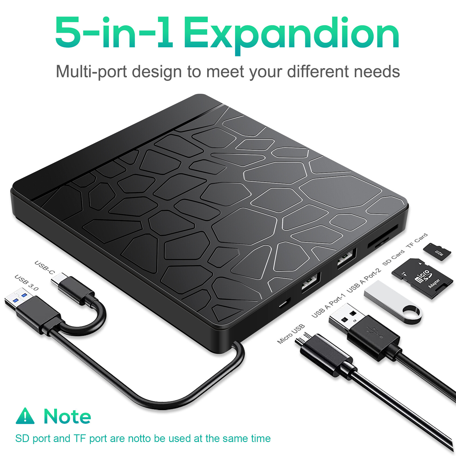External CD DVD Drive Type-C USB 3.0 Player Disc Burner Reader for Laptop MAC OS