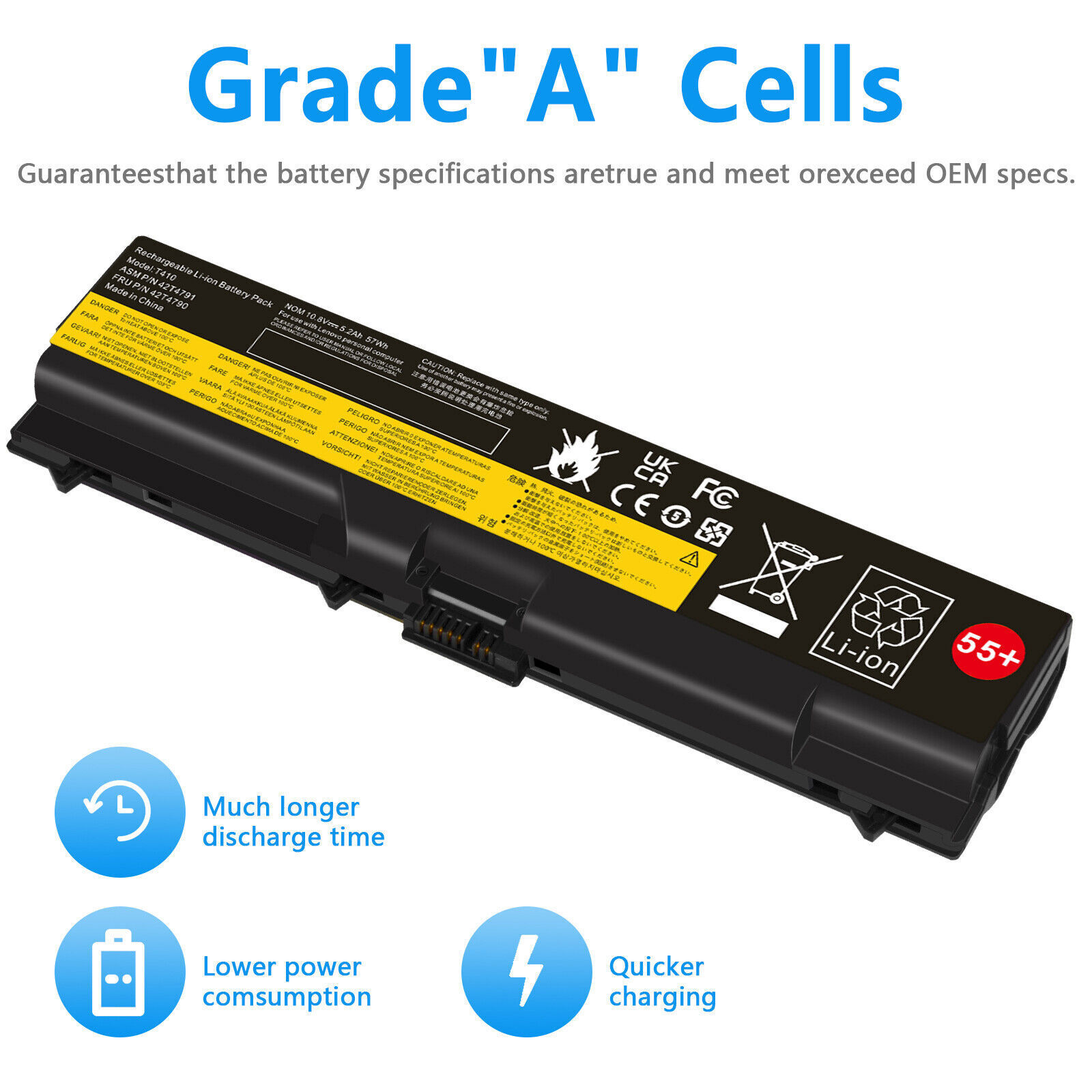 6/9 Cell Battery for Lenovo Thinkpad T410 W510 T510 T520 SL410 SL510 / Charger