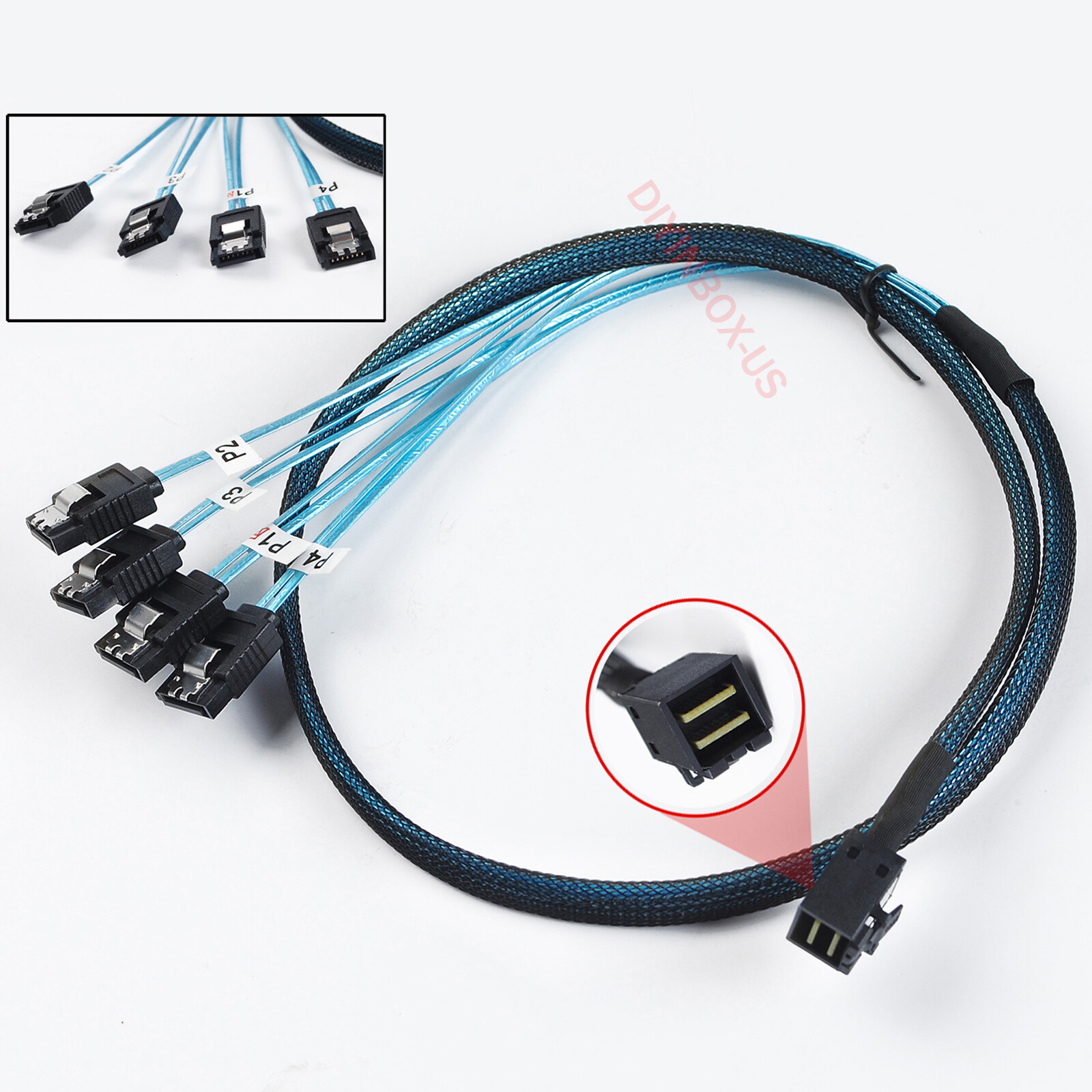 1-4pcs Mini SFF 8643 36pin to Mini 4X SATA 7Pin HD Reverse Breakout Cable 12Gb/s