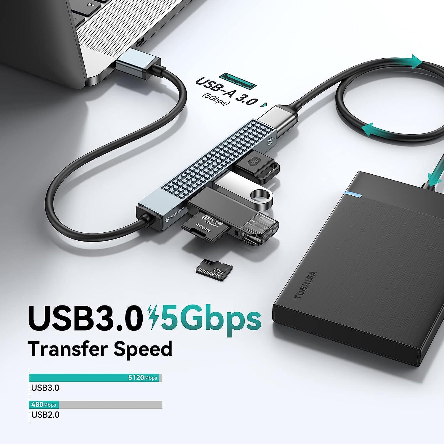 Yottamaster USB 3.0 Hub 4-Port Adapter Charger Data Super Slim For PC Mac Laptop