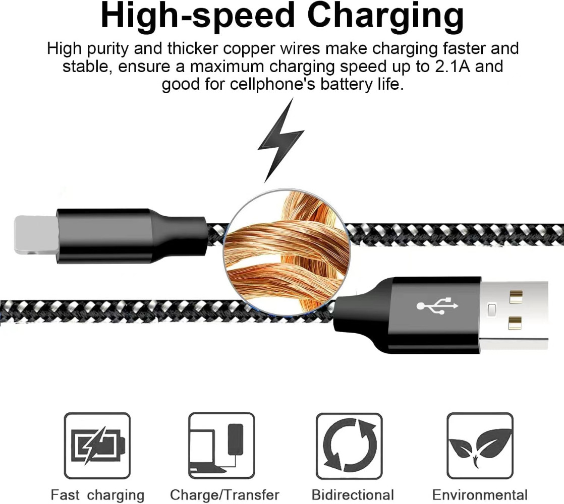 Lot USB Fast Charger Cable 6FT For iPhone 14 12 13 11 8 7 6 XR XS X SE Data Cord