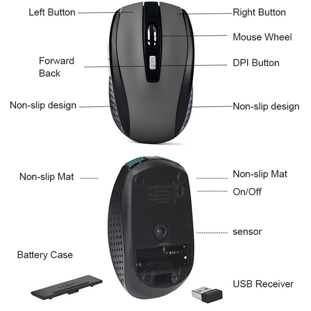 Wireless Optical Mouse Mice 2.4GHz USB Receiver For Laptop PC Computer DPI lot