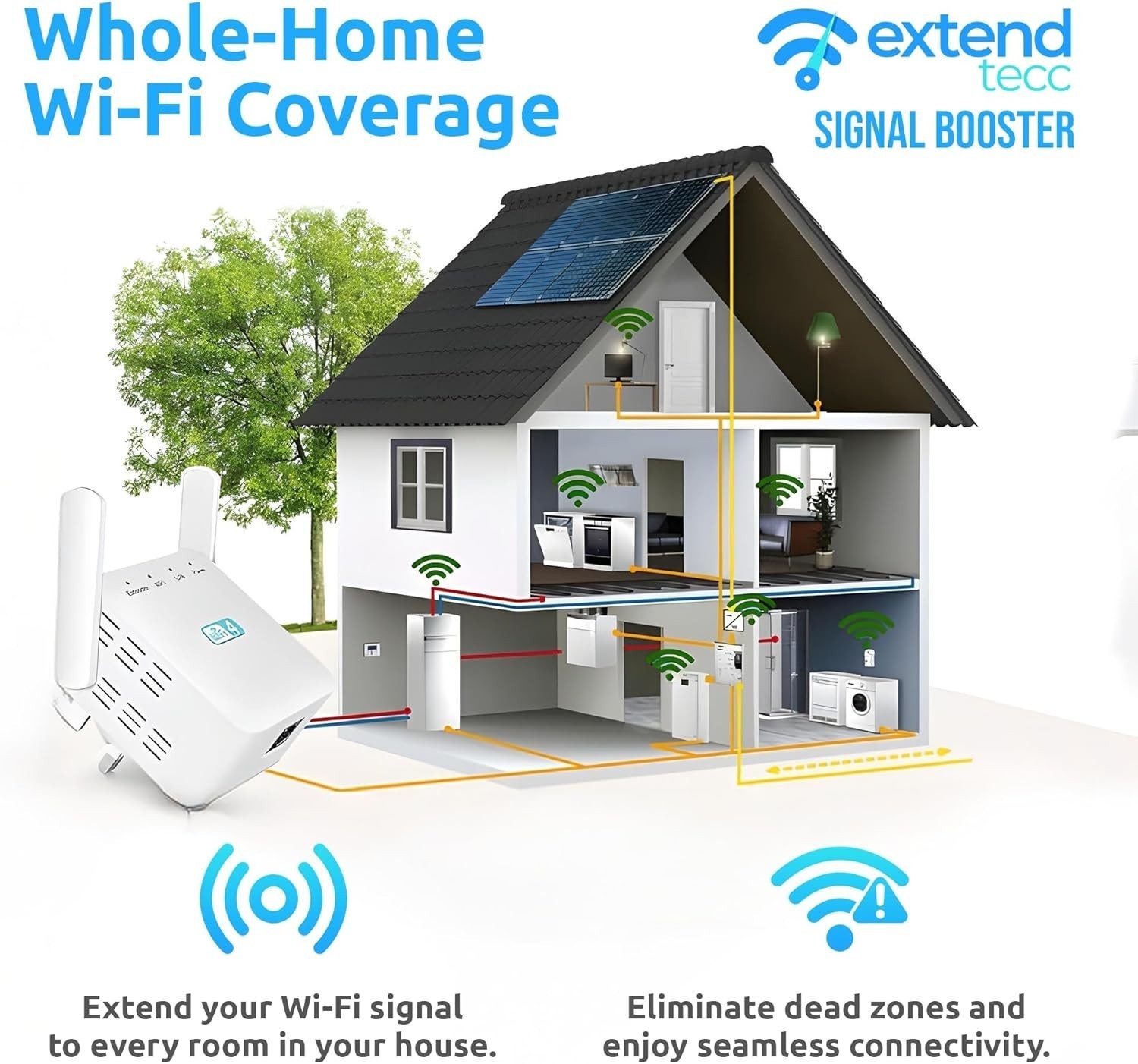 Extendtecc Wifi Booster Wireless Speed Wave Wifi Extender Signal Booster 300Mbps