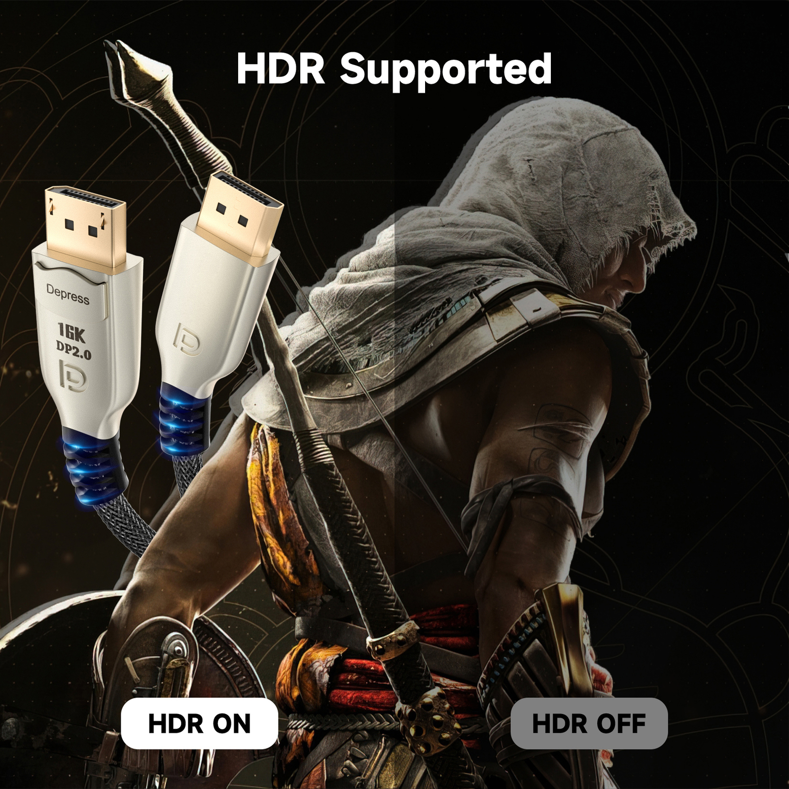 DisplayPort 2.0 Cable 20 Gbps 16K DP 2.0 Cable Male to Male 8K@120Hz 4K@144Hz