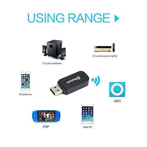USB Bluetooth Music Stereo Wireless Audio Receiver Adapter for Home Car Speaker