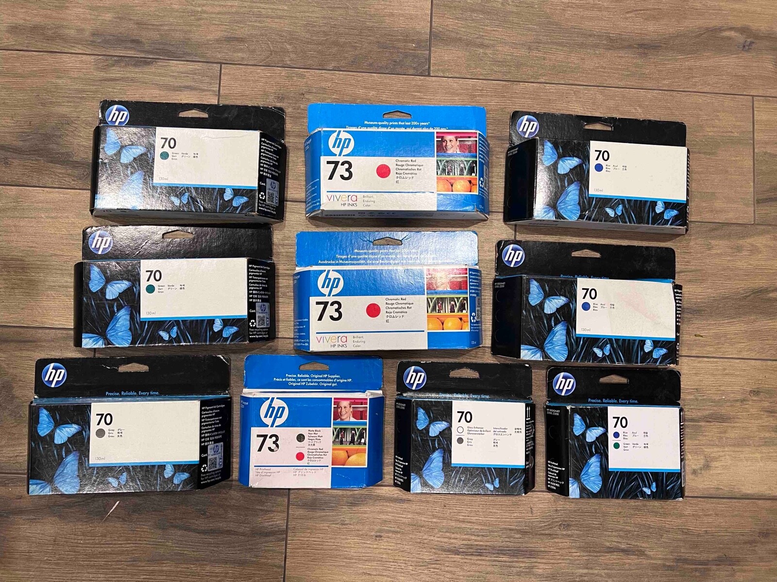 LOT HP 70 73 CHROMATIC RED BLUE GREEN GRAY INK CARTRIDGE GLOSS PRINTHEAD Z3200