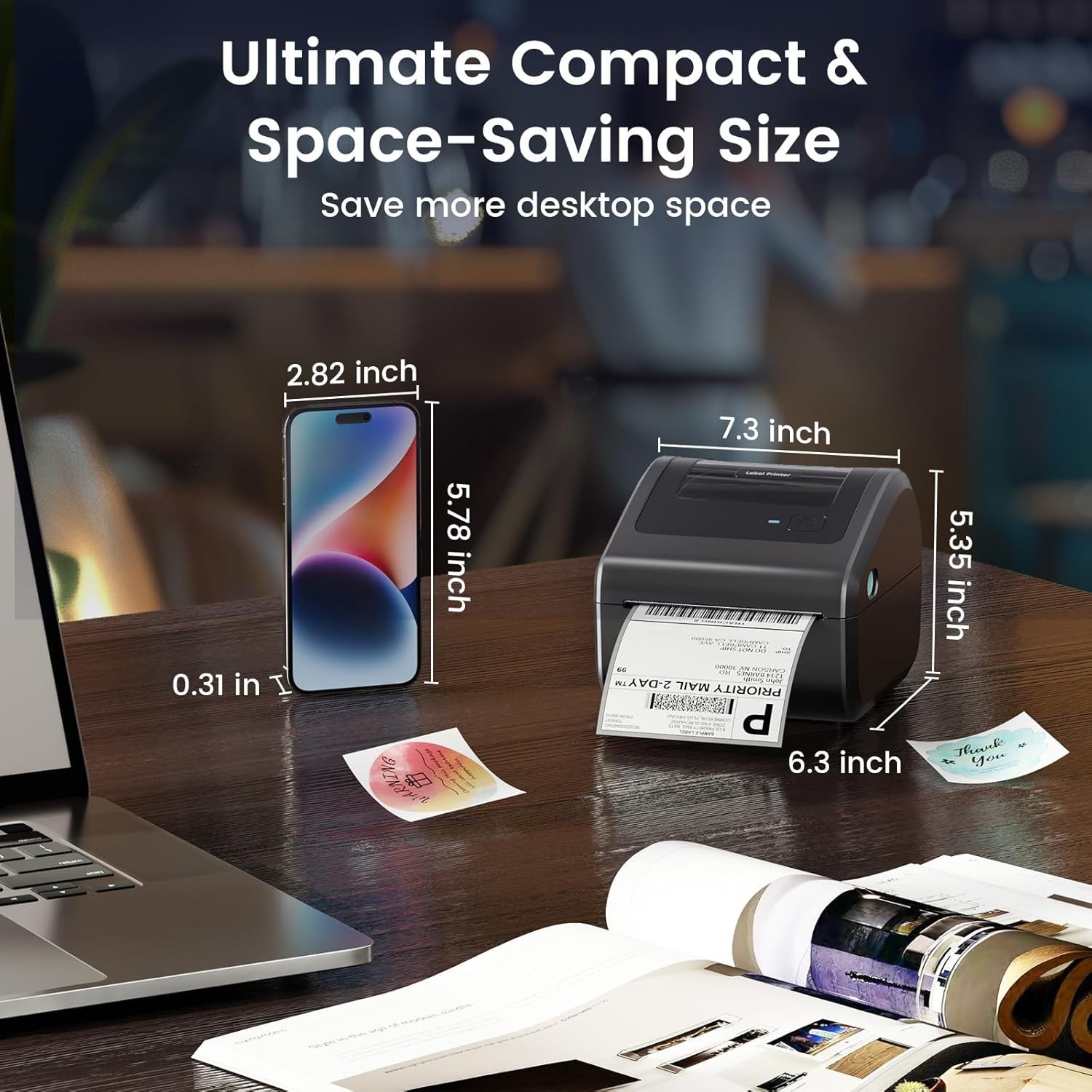 Thermal Label Printer Bluetooth 4×6 Printer for Shipping Label USPS FedEx UPS