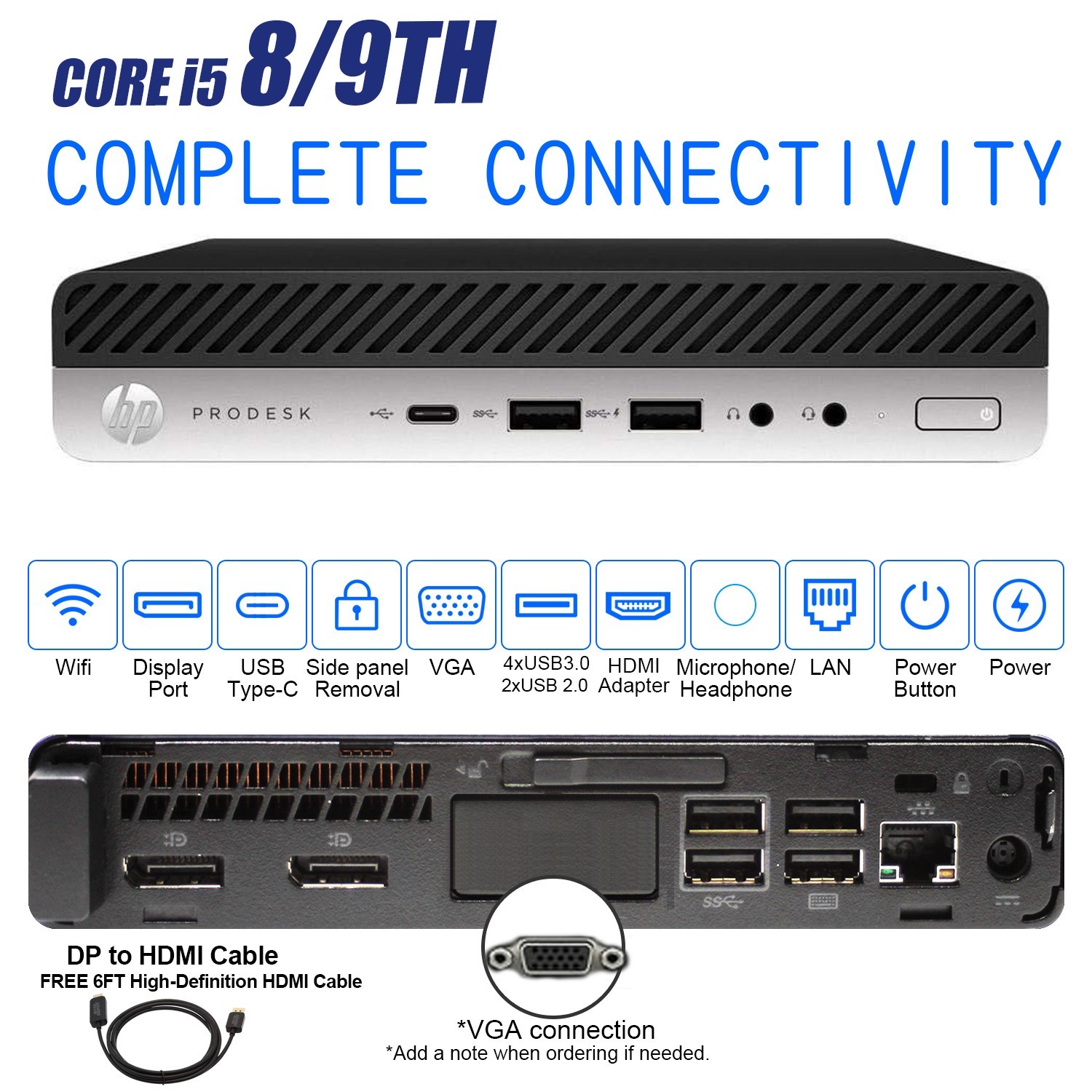 HP Mini Desktop Computer PC, Up to i5 10TH 32GB RAM 1TB SSD, Windows 11,WiFi BT