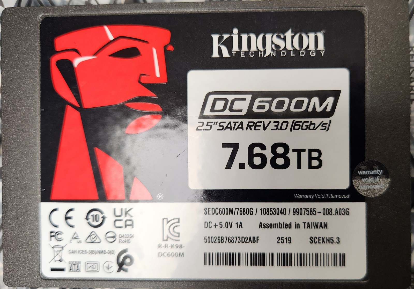 8TB SSD: Kingston (SEDC600M/7680G) DC600M 7.68TB 2.5″ SATA 6Gb/s – USED