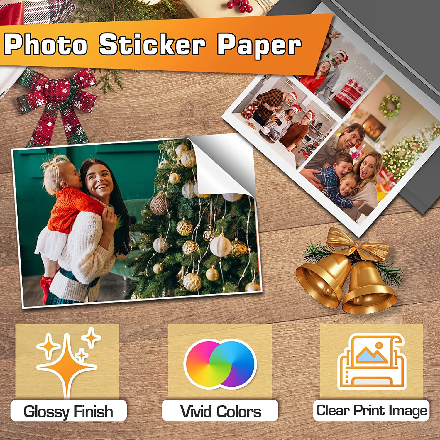 Koala Glossy Sticker Paper Inkjet Printer 8.5×11 120 Sheets Photo Sticker Paper