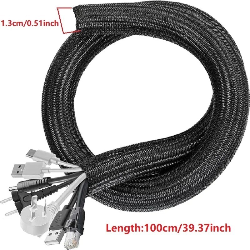 Braided Cable Sleeve PET Nylon Wrapping Wire Protector Casing Desk PC TV Cord