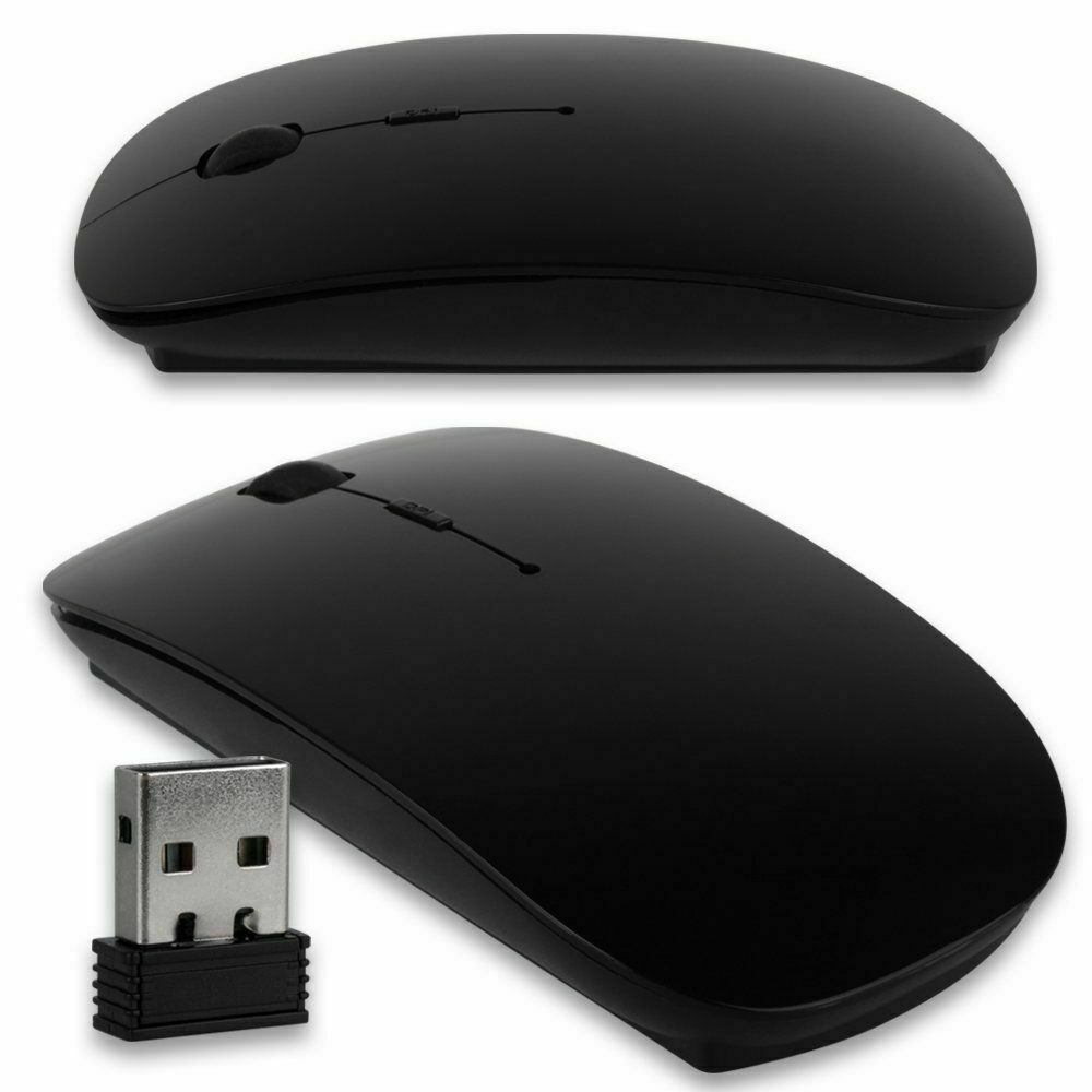 New Slim 2.4 GHz Optical Wireless Mouse + Receiver For Laptop PC Mac Black US