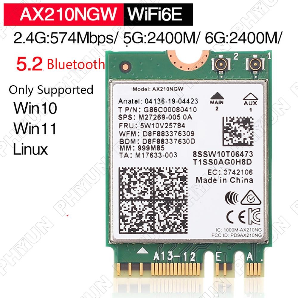 Multiband AX210NGW Wifi Bluetooth 5.2Card For Laptop PC Windows 10 Windows 11