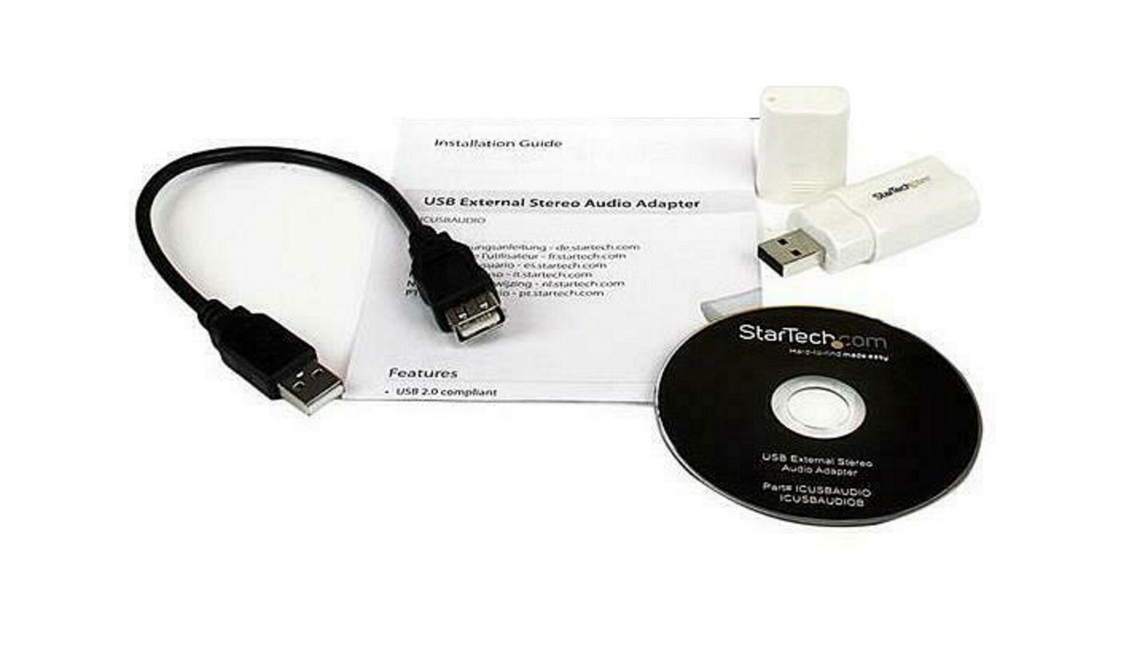 StarTech USB to Stereo Audio Adapter Converter White ICUSBAUDIO