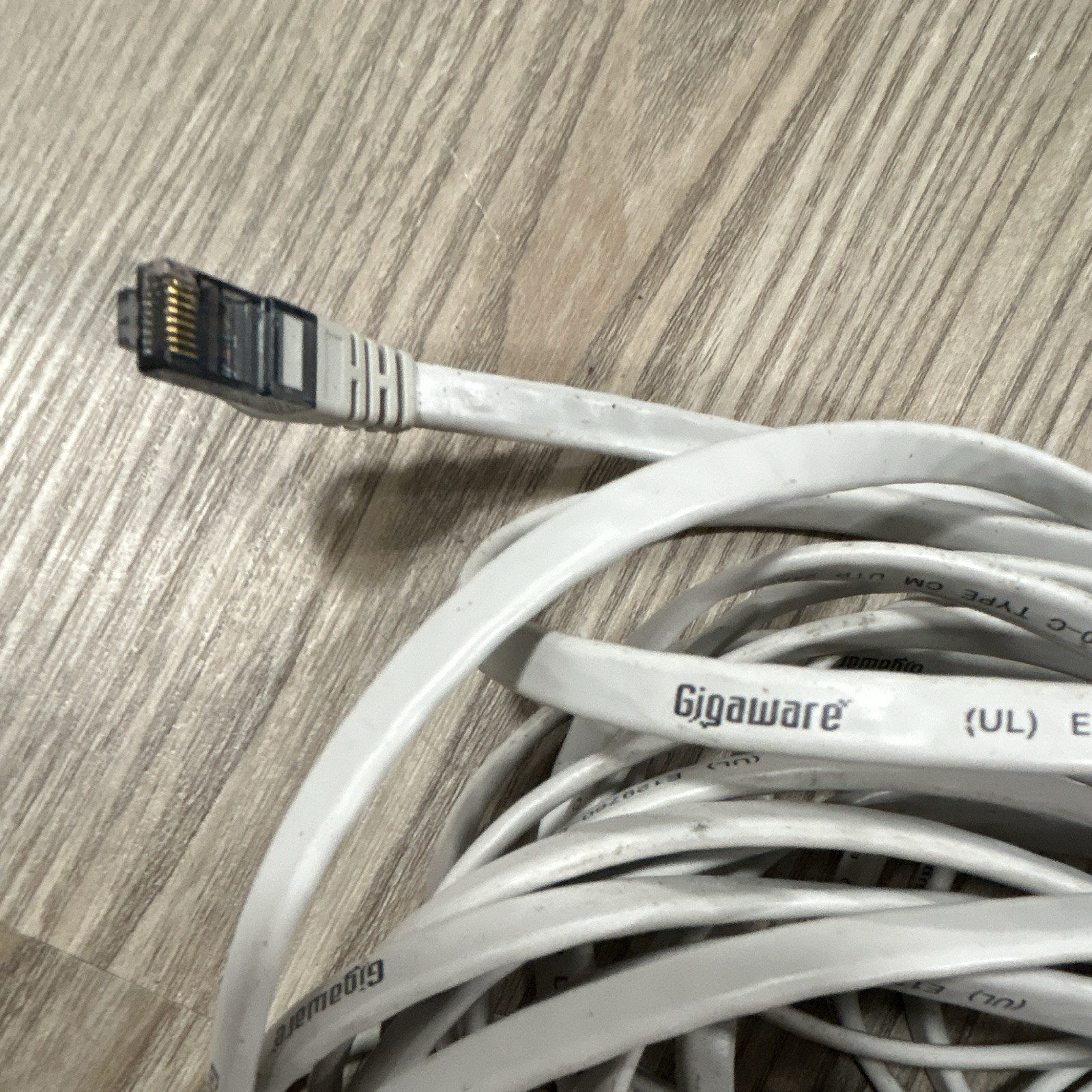 Gigaware Cat5e Flat Ethernet Patch Cable RJ-45 Male to Male White 55 ft