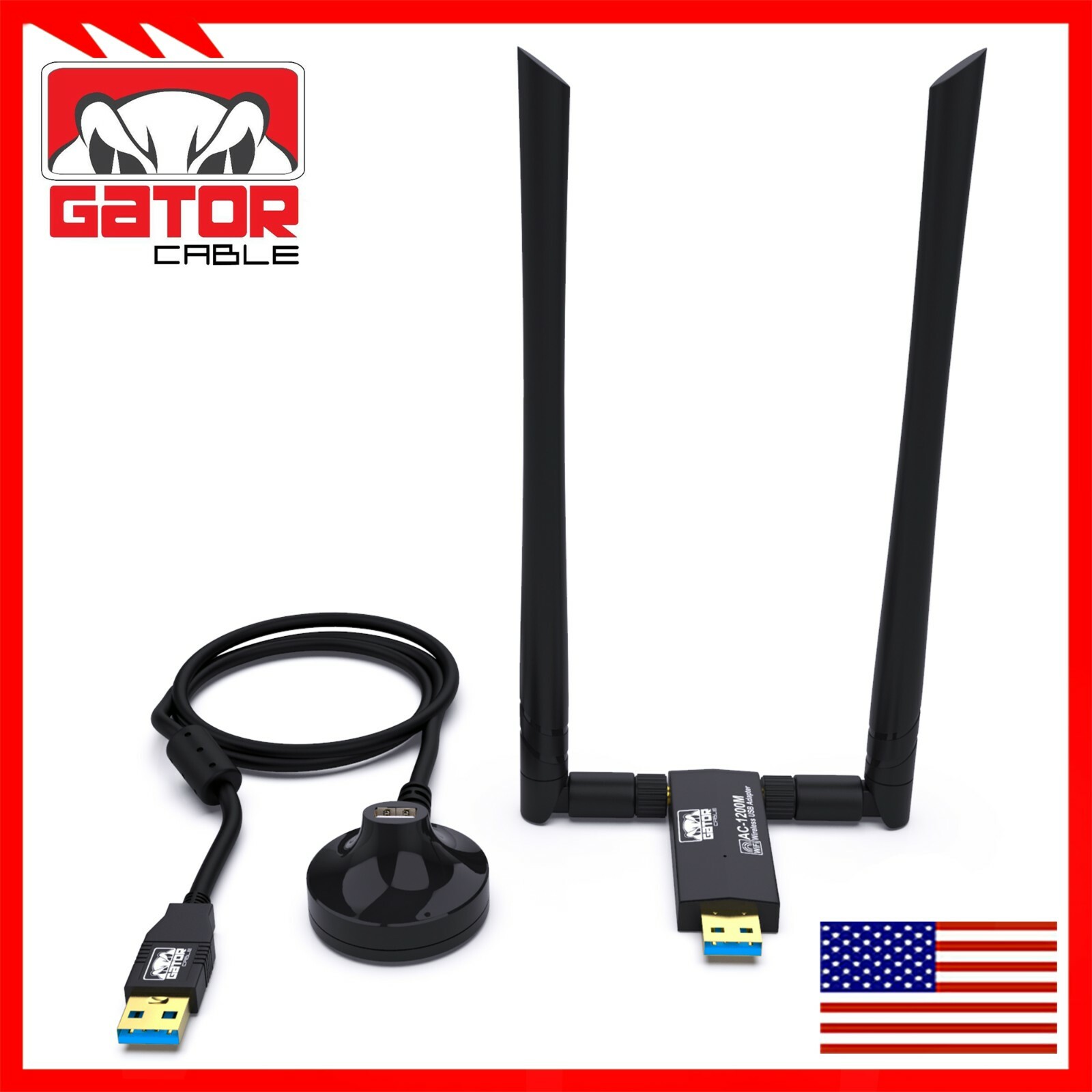 WiFi USB 3.0 Adapter Antenna Long Range Extender Wireless 1200Mbps Dual Band