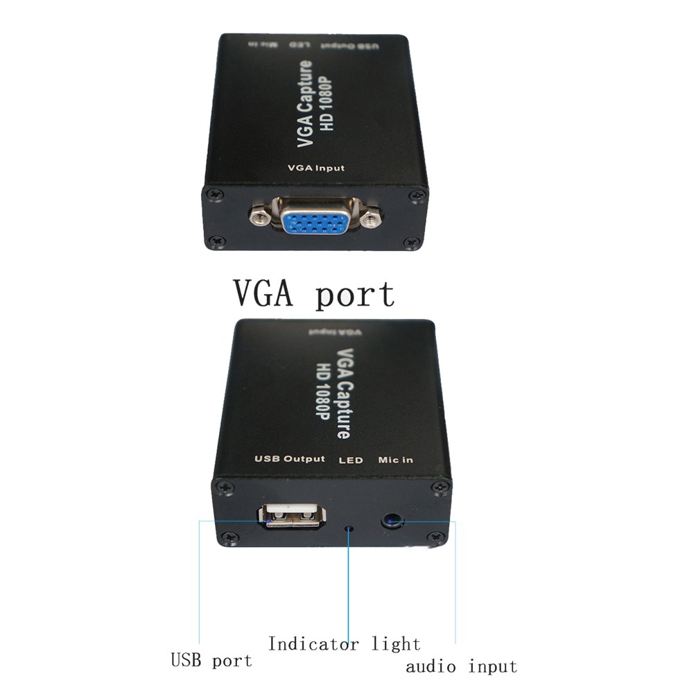 VGA to USB Adapter Converter with Audio and Video Capture Card 1080P Drive- C3R3