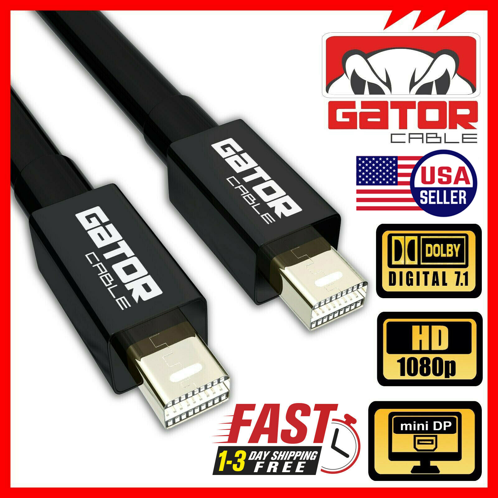 Mini DisplayPort DP to Mini DisplayPort DP Cable 4K 60Hz Video Audio UHD For Mac
