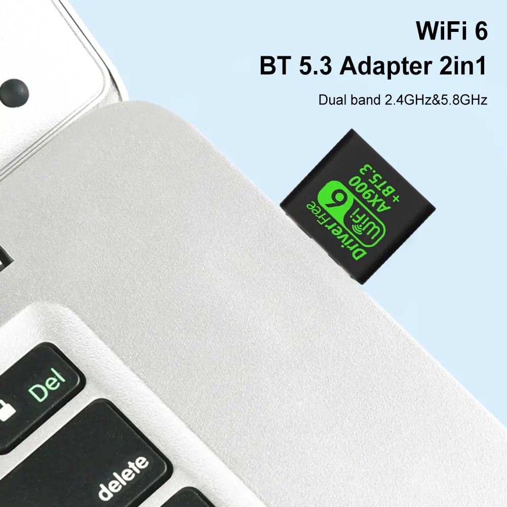USB WiFi-6 900Mbps 2 in 1 Dongle 2.4G 5GHz Dual Band & BT 5.4 Win10,11 Free ship