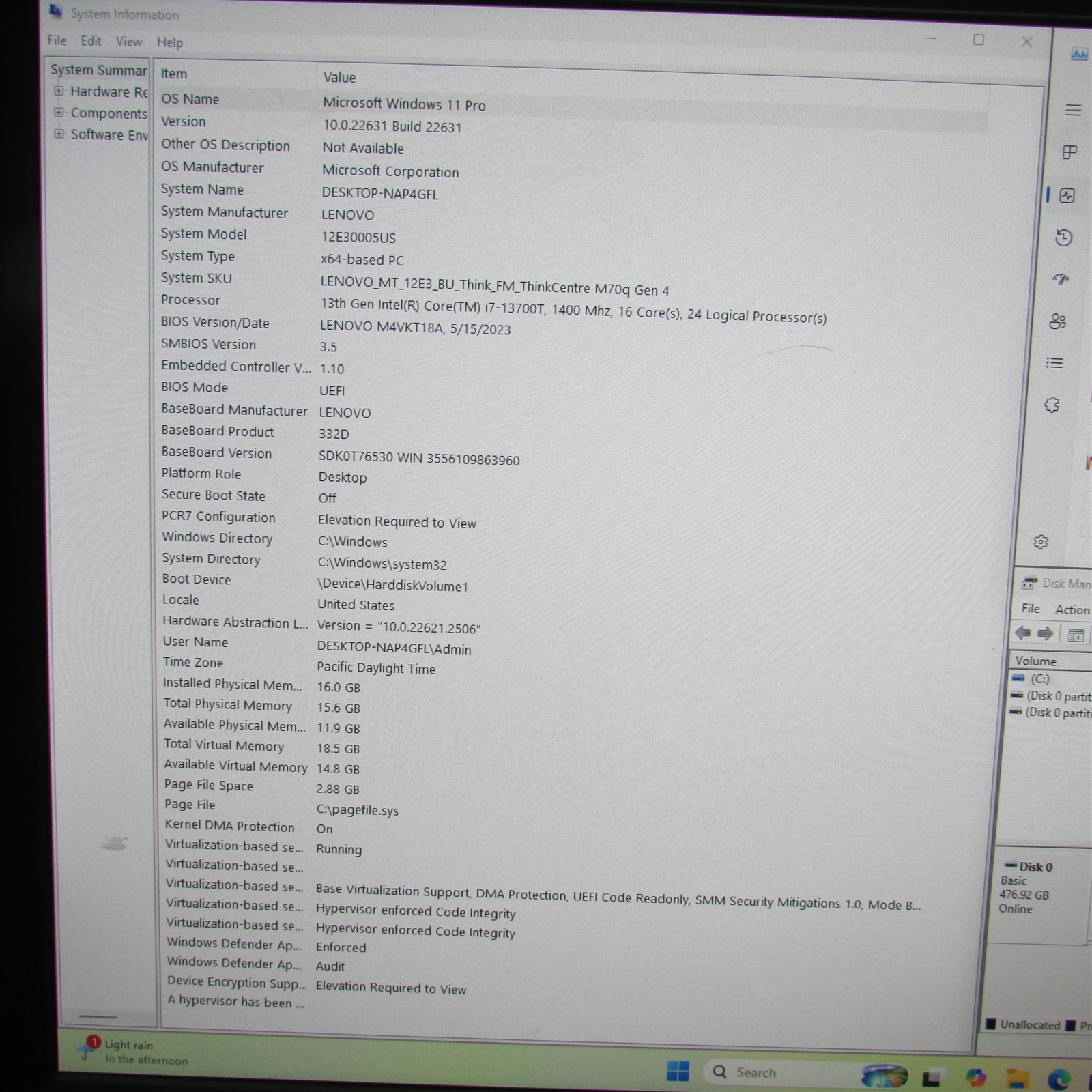 Lenovo Thinkcentre M70q Gen 4 i7-13700T 1.4GHz 16GB RAM 512GB NVME W11 Pro Mini