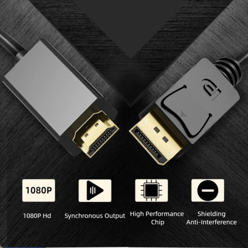 Display Port to HDMI Cable DP Adapter Converter Audio Video PC HDTV 1080P Laptop