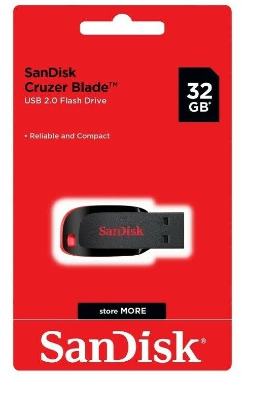 SanDisk Cruzer Blade 32GB USB 2.0 Flash Drive Thumb Drive Pen Drive