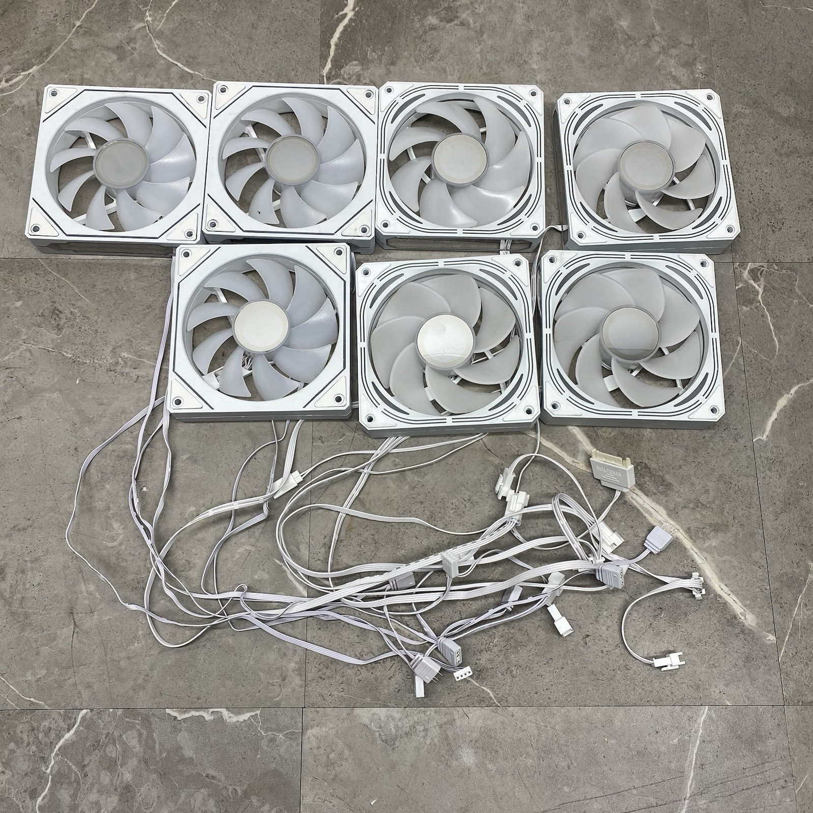 White 120mm RGB Case Fan Lot 7x PC Computer Cooling Fans Daisy Chain Tested