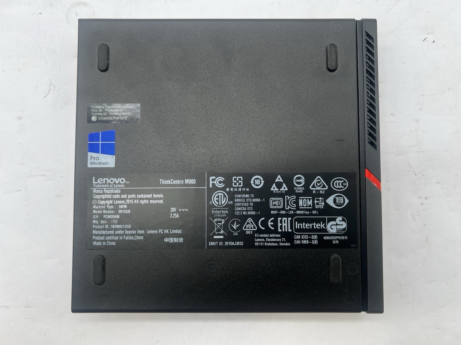 10x Lenovo ThinkCentre M900 MFF, i5-6500T, 2.50GHz, 8GB RAM, 256GB SSD-No OS/AC