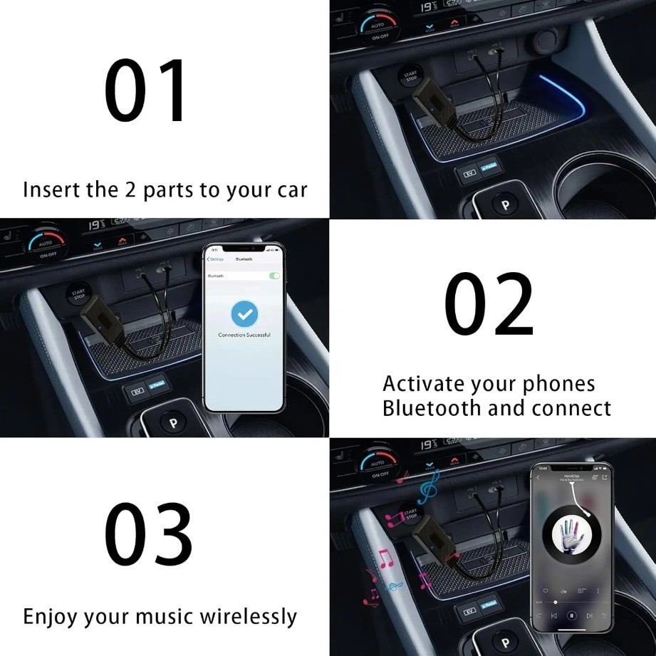 Wireless Bluetooth AUX Audio Receiver Adapter Car Interior Accessories Universal