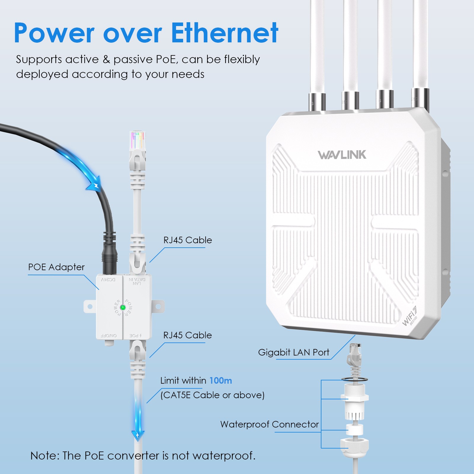 WiFi 7 Extender Long Range WiFi 6 Signal Booster Outdoor up to 300M for Yard/RV