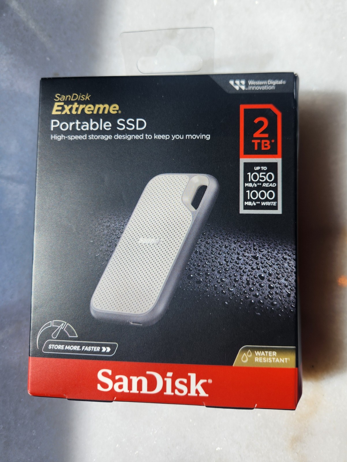 New 2TB SanDisk Extreme Portable SSD – USB 3.2 Gen 2, 1050MB/s, Water Resistant