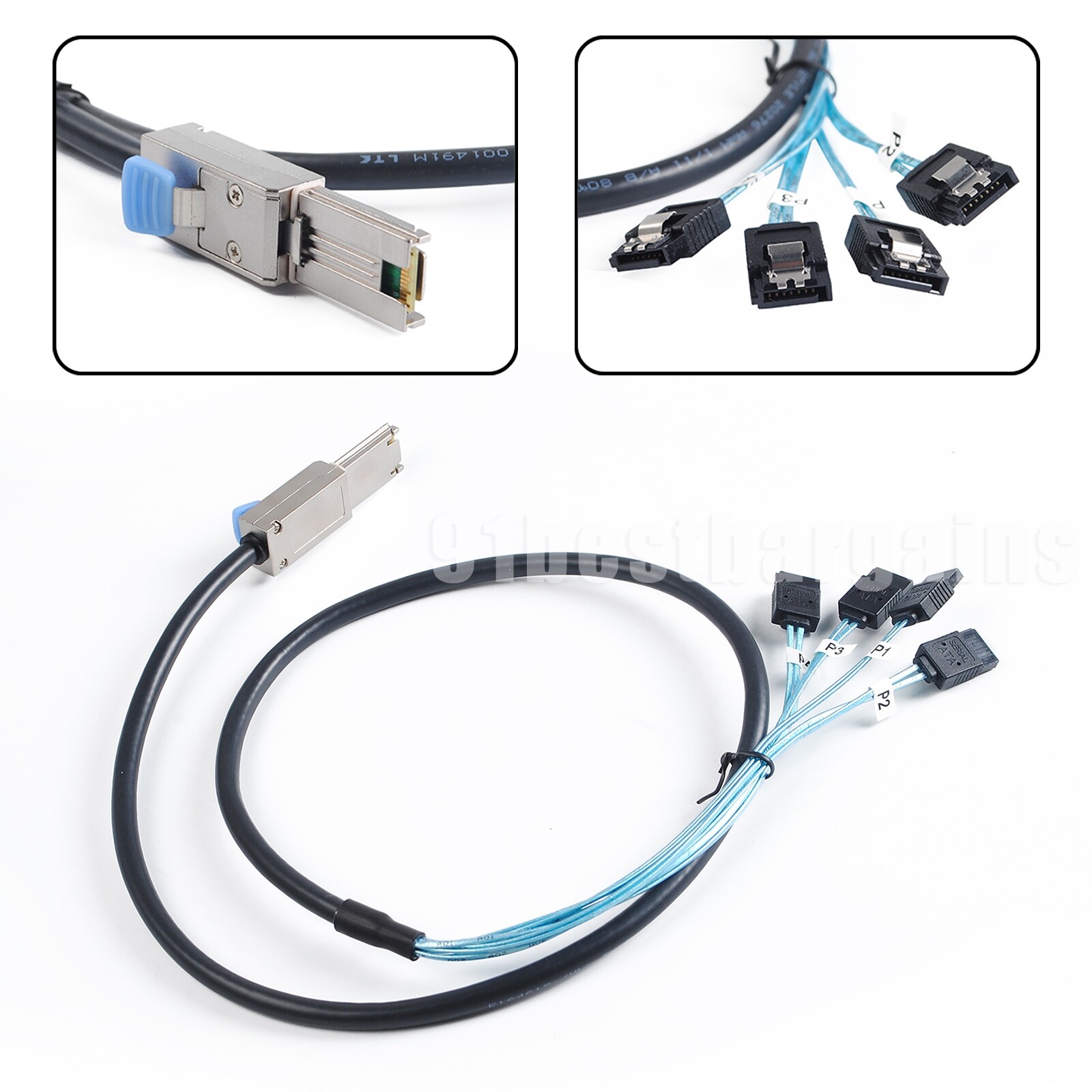 Mini SAS SFF-8088 to 4x SATA 7Pin Mini-SAS Male TO SATA Adapter Cable 1M 3.3ft