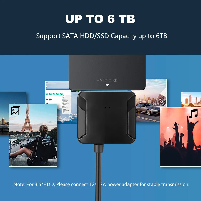 USB 3.0 to SATA External Hard Drive Reader 2.5″ 3.5″ HDD SSD Power adapter LOT