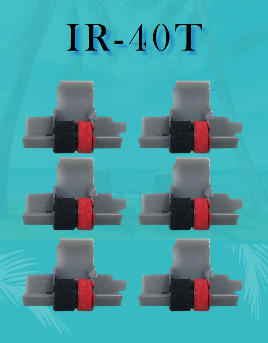 IR-40T Black and Red x 6 Pack Calculator Ink Rollers CP13 NR42 IR40T Sharp Casio