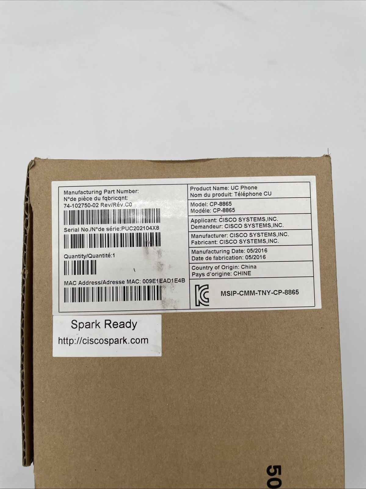 Cisco CP-8865-K9 V08 Multiplatform IP VoIP Video Business Phone