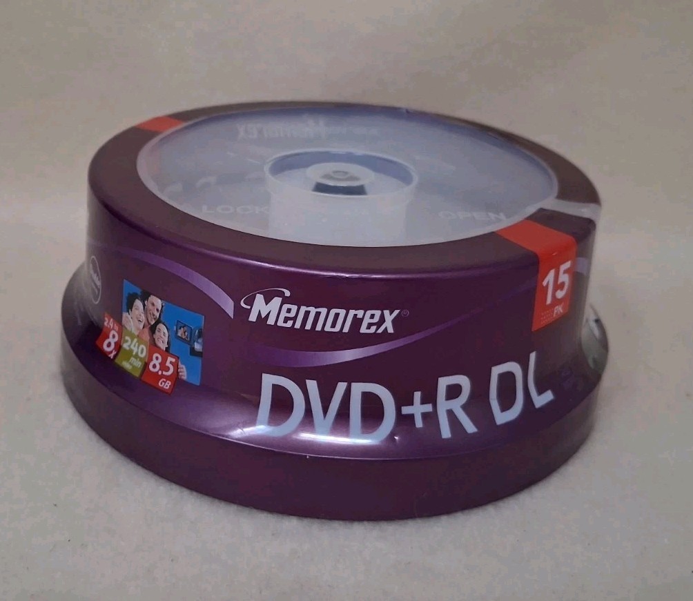 Memorex Double Layer DVD+R DL 15 pack 8.5 GB 240 Min 2.4x Blank DVDs RW NEW!