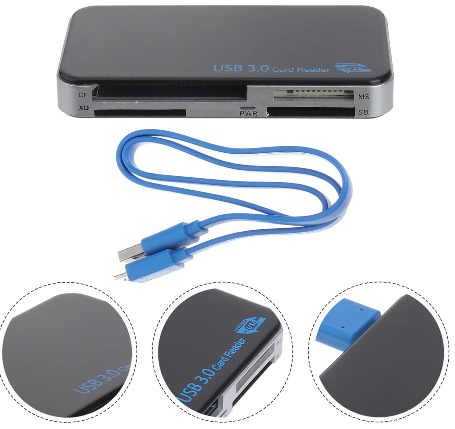 USB 3.0 Memory Card Reader Adapter 5GBPS Fit CF/TF/SD/Micro SD/XD/M2/MS Card