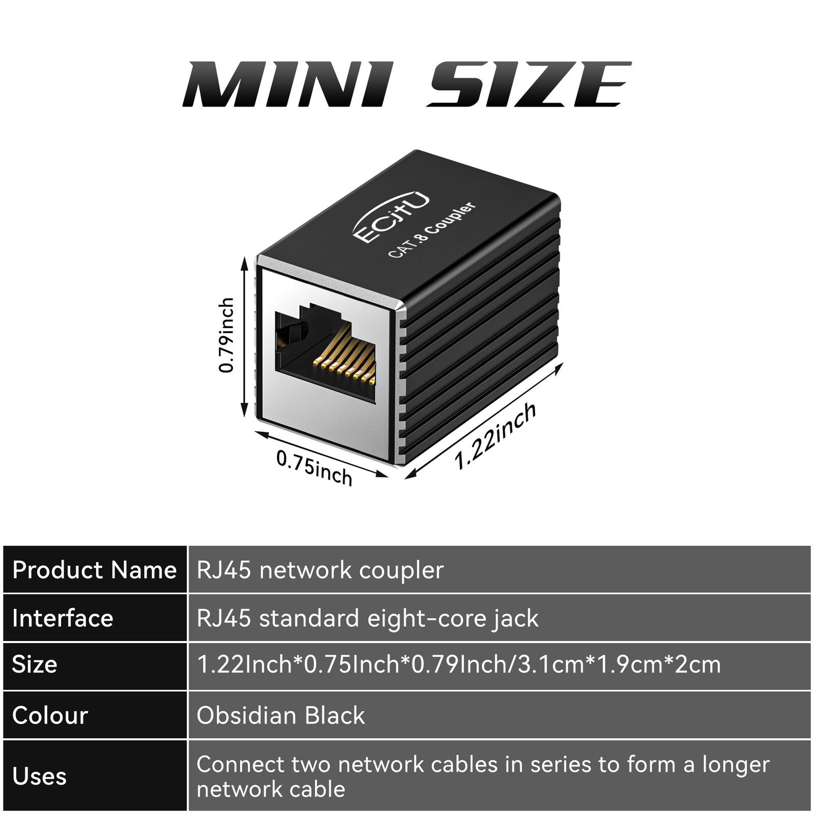 RJ45 Coupler, 2 Pack Ethernet Adapters Female to Female, Ethernet Cable Exten…