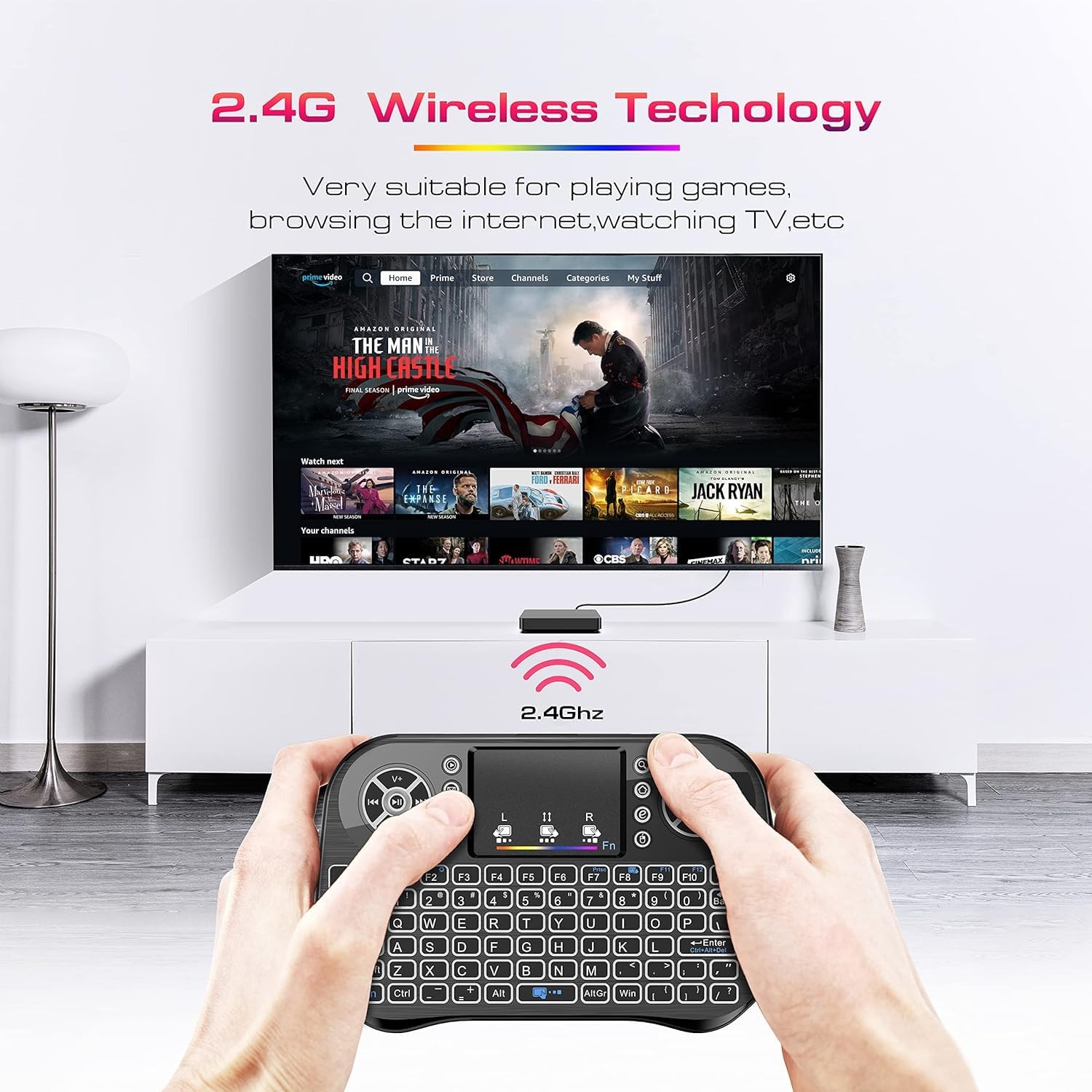 Mini Wireless Keyboard RGB Backlit Touchpad 2.4GHz Rechargeable