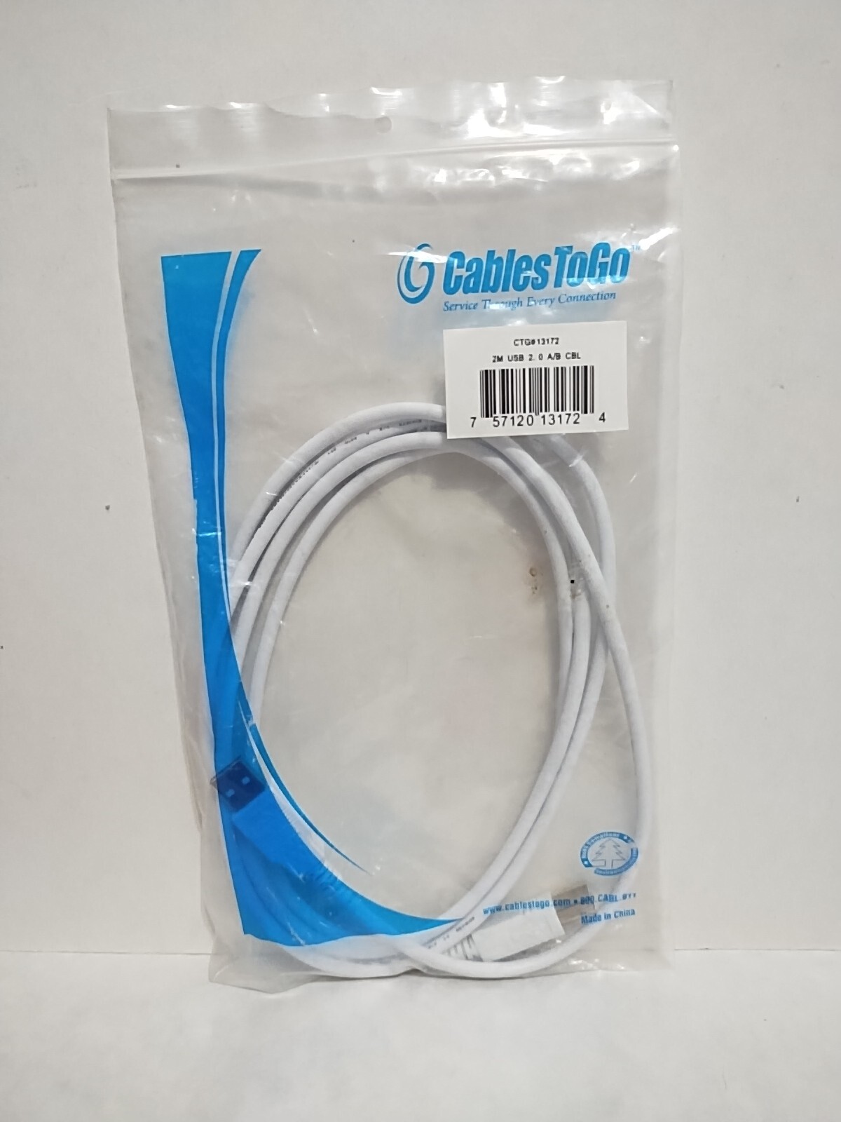 Cables to Go CTG 13172 2M USB 2.0 A/B Data Cable Cord White 6ft NEW